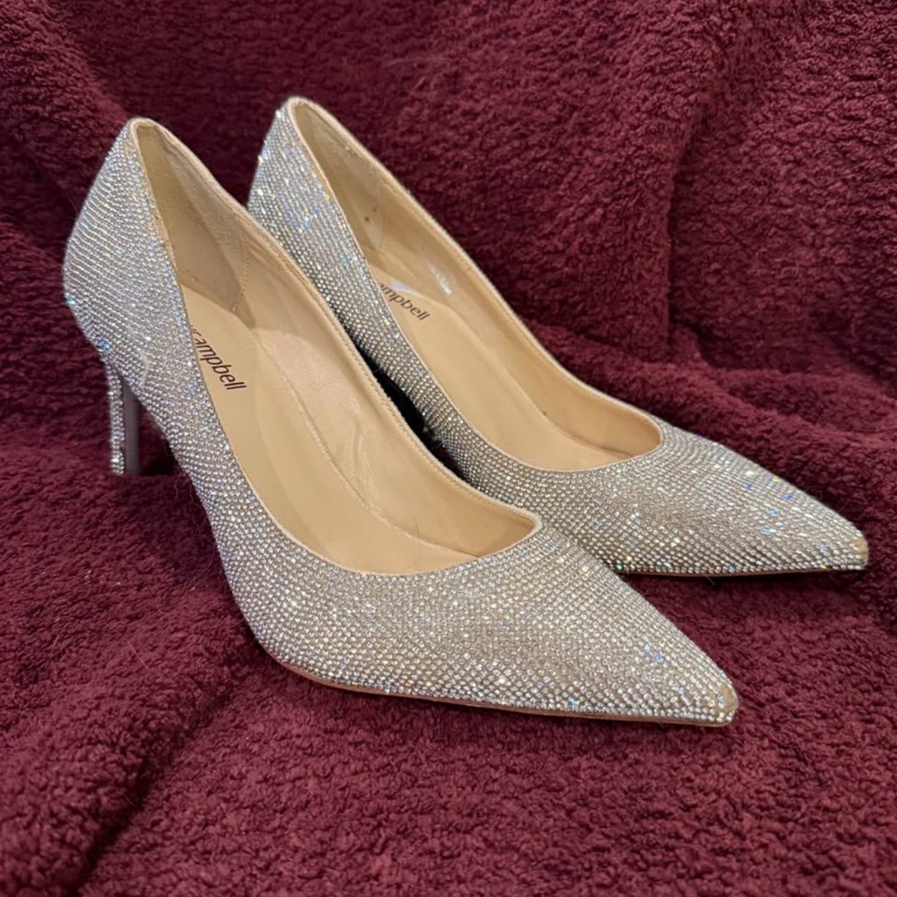 Jeffrey Campbell Silver Crystal Pointed-Toe Heels